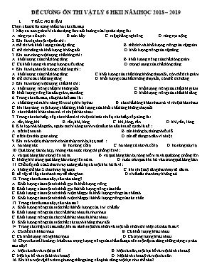 Đề cương ôn thi môn Vật lý 6 - Học kì II - Năm học 2018-2019